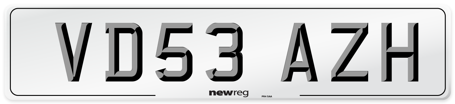 VD53 AZH Number Plate from New Reg